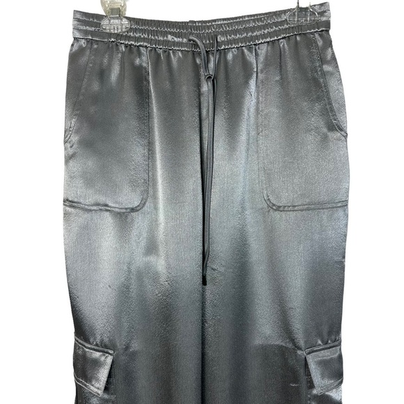 NWOT Boston Proper Silver Elastic Waist Pull-on Pants Straight leg Cargo Pockets - Picture 12 of 15